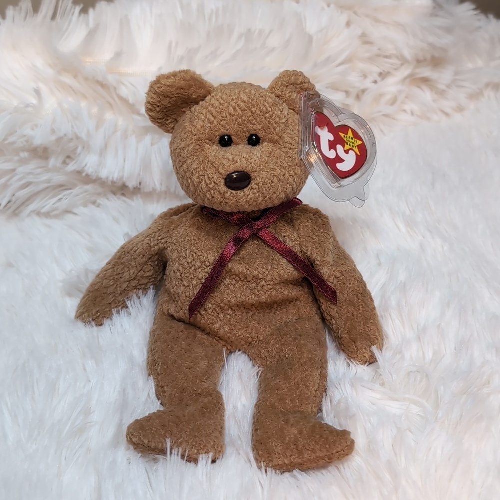 TY Beanie Babies 1996 CURLY Bear retired vintage TOY BD 4-12-96